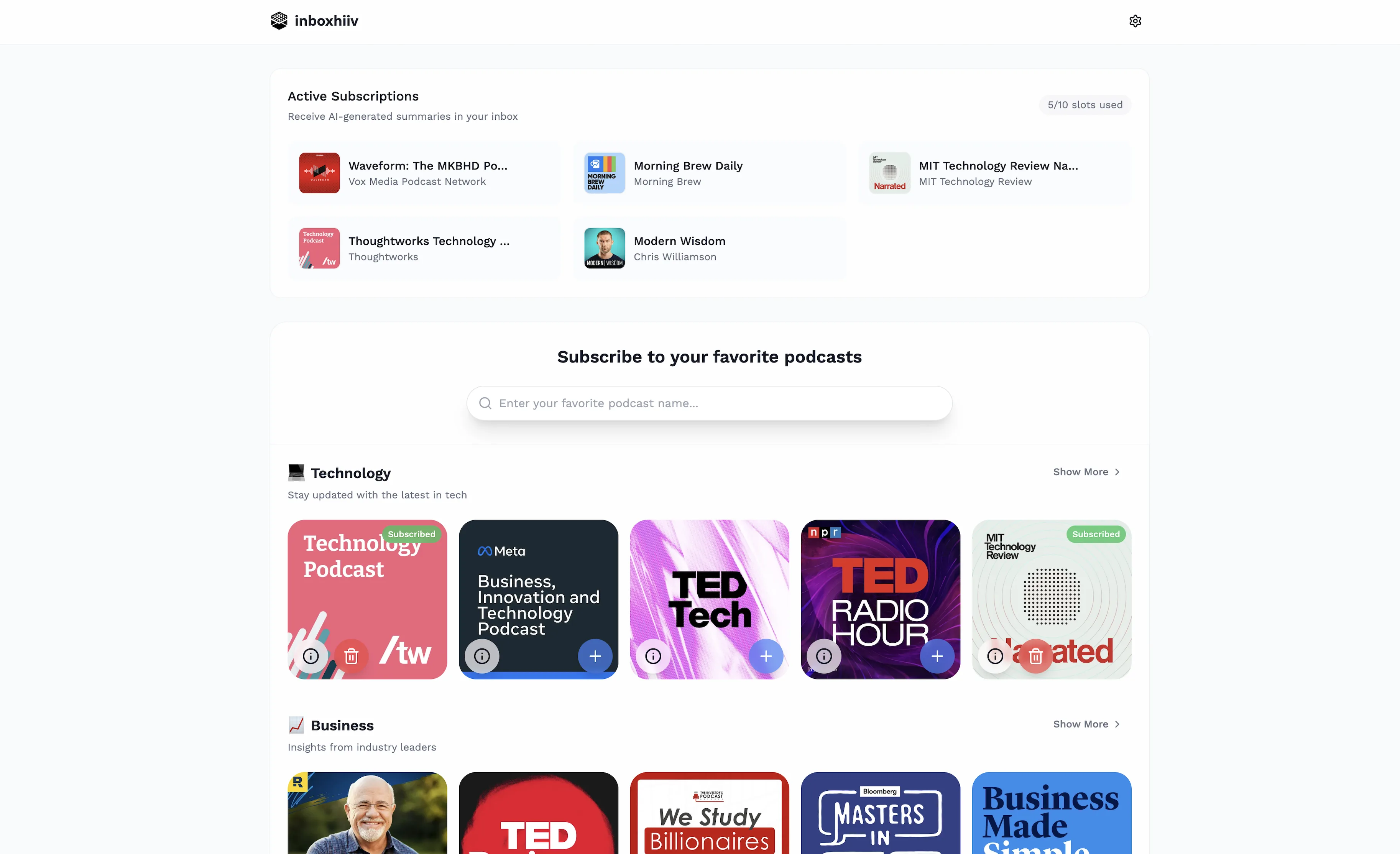 Podcast search and selection interface